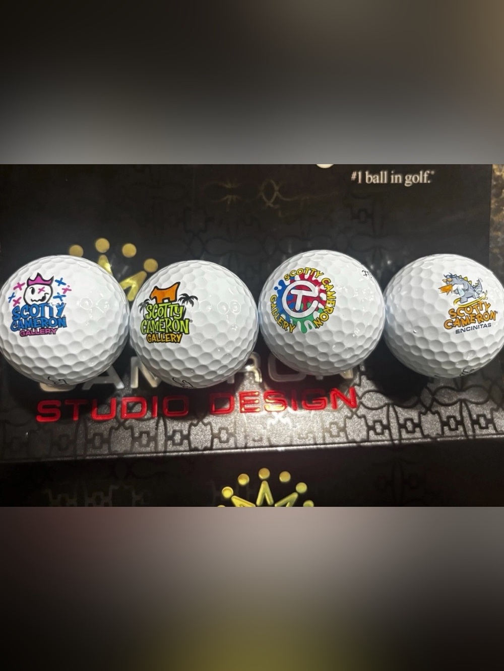 New Scotty Cameron GALLERY Exclusive Pro V1 Golf 4 Balls Set Circle T Godzilla